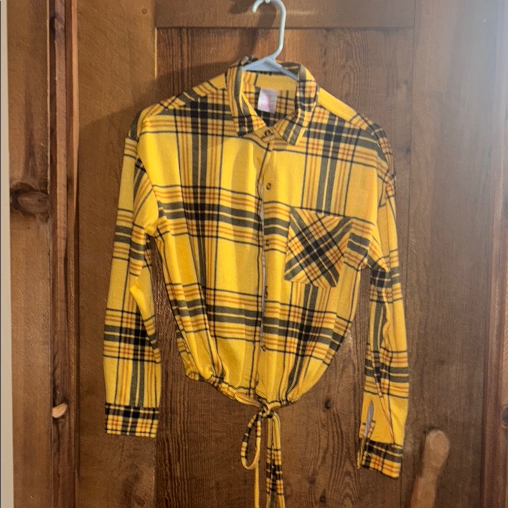 No Boundaries Yellow Plaid Shirt